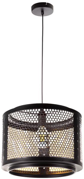 Hängelampe Esstisch, Gitteroptik, schwarz gold, H 150 cm