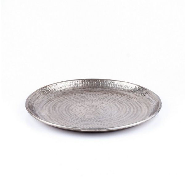 Marrakesch Orient & Mediterran Interior Dekotablett Kerzentablett Serviertablett Skandinavisch Design Imera Silber 30cm (1 St), Handarbeit