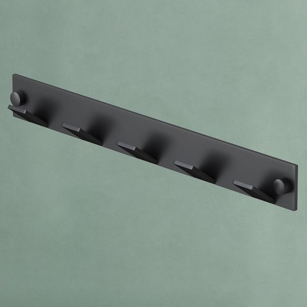 Mai & Mai Garderobenleiste Wandhakenleiste Wandgarderobe aus Edelstahl mit 5 Haken Stalo-03, gebogene Form für Rutschfestigkeit, korrosionsbeständig