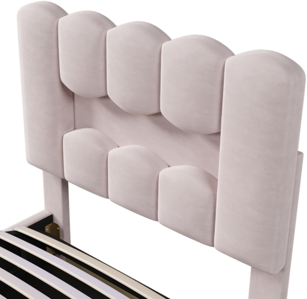 Polsterbett 90x200cm mit LED-Beleuchtung und hydraulischem Bettkasten,Veloursbett mit verstellbarem Kopfteil, Stauraumbett in Rosa Bild 9