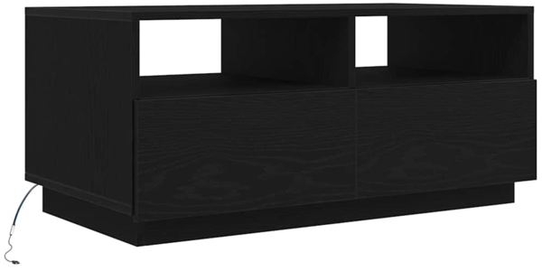 vidaXL Couchtisch mit LED-Leuchten Schwarz Eichen-Optik 90x49x40 cm 862254