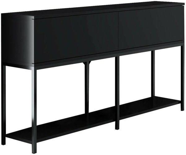 Dmora Kommode Basilia, Wohnzimmerbuffet, Wohnzimmer-Sideboard, Moderne Küchen-Speisekammer, 150x30h80 cm, Schwarz