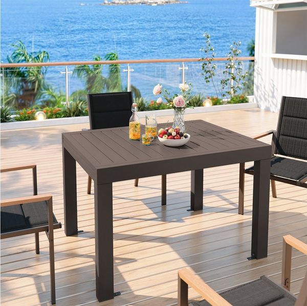 GUNJI Gartentisch Aluminium Ausziehbarer Gartentisch Balkonmöbel für 4 bis 10 Personen (1 Tisch, wetterfest, stabil, robust und langlebig, ideal für Garten & Terrasse), Flexibel erweiterbare Tischplatte (80/130 cm und 130/260 cm)