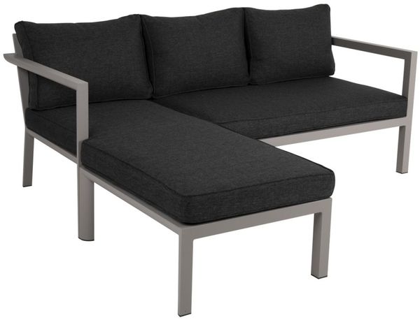 Gartenecksofa Delia mit Kissen aus Aluminium und Olefin-Stoff, modern, beige, für 2–3 Personen
