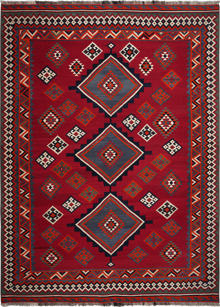 Looma 'Forouzan' Kelim Gashgai Old handgewebt, Schurwolle Rot, 190x264 cm