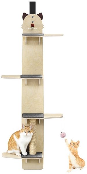 Rutaqian Kratzbaum Türhänger mit Kratzbaum,Vierstöckiger vertikaler Kratzbaum für die Tür, Kratzbaum mit Kletterkissen, Spielball für Wohnungskatzen 172x22 cm