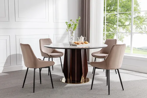 Vente-unique - MASURIE Stuhl SamtStoff Schokoladenbraun - B 56 cm x H 85,5 cm x L 49 cm