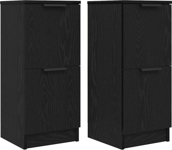 vidaXL Sideboard 2 pcs Schwarz Eichen-Optik 30 x 30 x 70 cm 862099