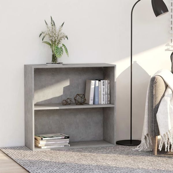 vidaXL Bücherregal 2 Fächer Betongrau 80x30x76,5 cm Holzwerkstoff 801003