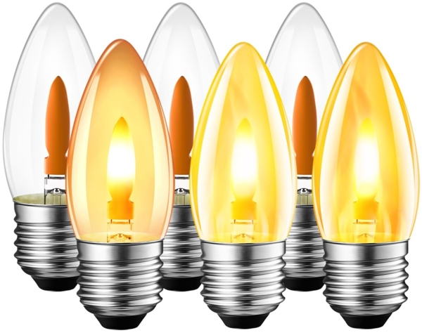 LVWIT E27 LED Flammeneffekt Warmweiss 1W Flammeneffekt Lampe Kerze Glühbirne, Flackernde LED Flackerlicht Stimmungslicht Flackerlampe für Zuhause Garten Bar Halloween Weihnachten, 1800K, 6er Pack