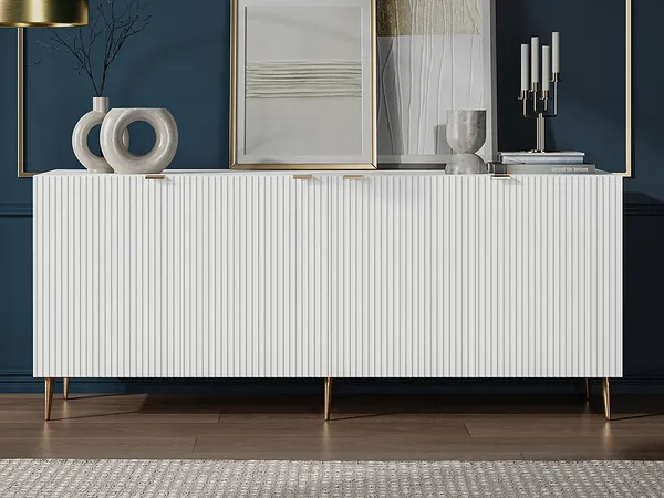 Vente-unique - YESINIA Sideboard Holz, Platte Weiß - B 45 cm x H 80 cm x L 190 cm