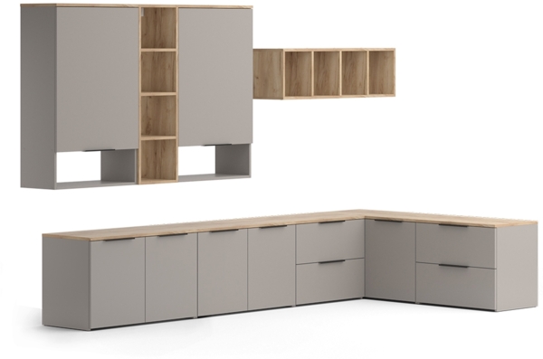 Wohnwand Wido Greige 9 Teile Vicco
