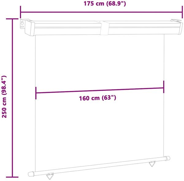 vidaXL Balkon-Seitenmarkise 175x250 cm Creme 48437 Bild 10