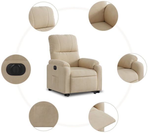 vidaXL Relaxsessel mit Aufstehhilfe Elektrisch Creme Mikrofasergewebe 3204947 Bild 11