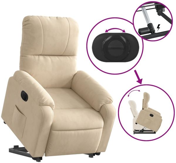 vidaXL Relaxsessel mit Aufstehhilfe Elektrisch Creme Mikrofasergewebe 3204947 Bild 6