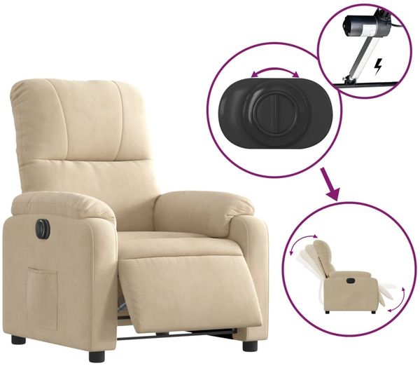 vidaXL Relaxsessel mit Aufstehhilfe Elektrisch Creme Mikrofasergewebe 3204947 Bild 5