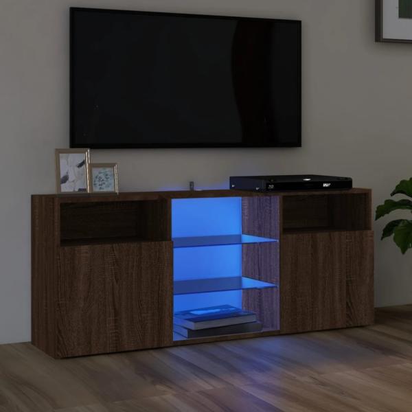 vidaXL TV-Schrank mit LED-Leuchten Braun Eichen-Optik 120x30x50 cm 815716