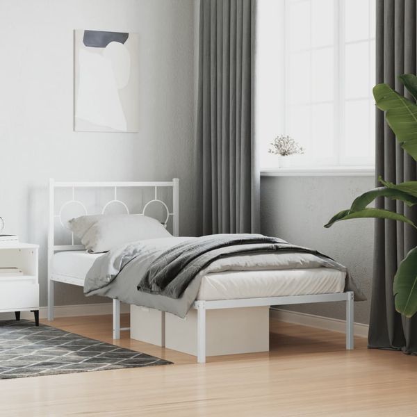 vidaXL Bettgestell mit Kopfteil Metall Weiß 90x190 cm 376267