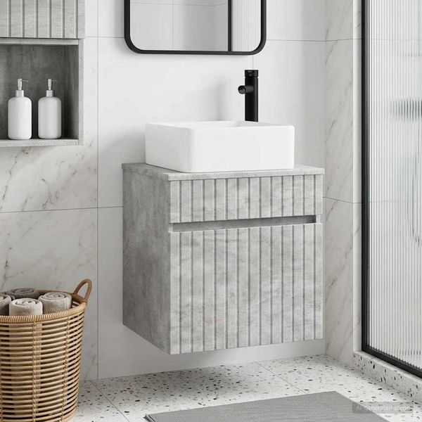 vidaXL Wandmontierte Waschbecken-Vanität Betongrau 49 x 41 x 63 cm 890565