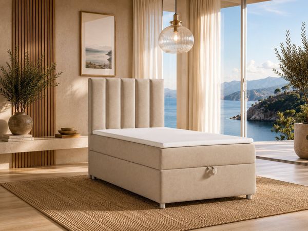 Best for Home Boxspringbett Trinity K10 SINGLE mit Bettkasten & Bonellfederkern, Komfort Topper H3 (Einzelbett, Polsterbett gepolstertes Kopfteil, Jugendbett, Kinderbett versch. Größen, 70x200 80x200 90x200 100x200 cm), mit oder ohne Topper, Flexible L...