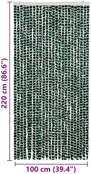 vidaXL Insektenschutz-Vorhang Grün und Weiß 100x220 cm Chenille 325447 Bild 7