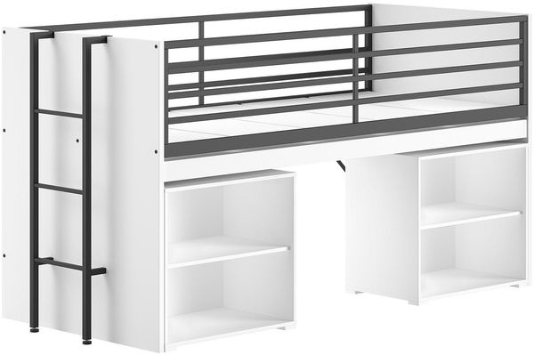 Halbhohes Bett mit Schreibtisch u. Regalen Sam 98 x 219 x 116.6 cm