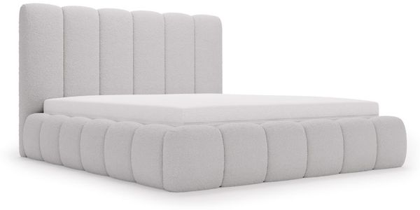 GRAINGOLD Imperial Doppelbett 120x200, mit hohem Kopfteil, Bettkasten, Bouclé-Stoff, Hellgrau Bild 2
