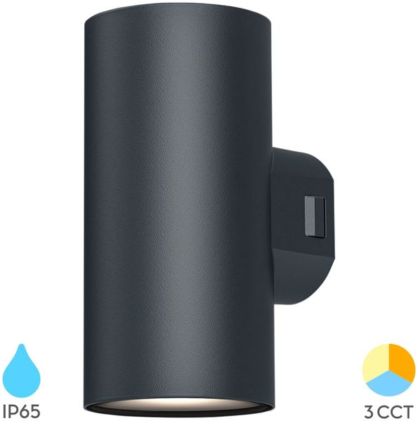 LED Wandleuchte Außen Zylinder Rund 2X 9W IP65 3in1 Up&Down Außenlampe Wandlicht