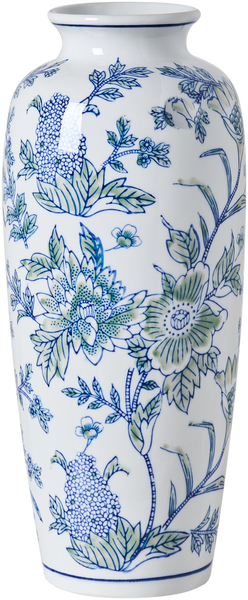 Blumenvase GUADIX Porzellan 35 cm Weiß Blau