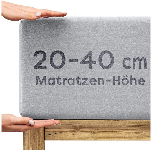 Wolkenfeld Spannbettlaken Boxspringbett Bettlaken - Spannbetttuch für Matratzen bis 40cm, Jersey, Gummizug: rundum, (1 Stück), Elastisch & Rutschfest: 90x200, 140x200, 160x200, 180x200 & Übergrößen