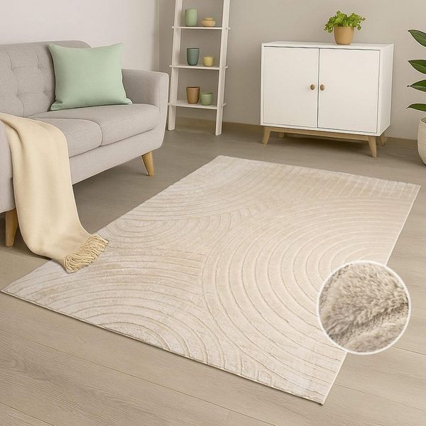 Carpet City Teppich WAVES 501, rechteckig, Höhe: 12 mm, Kurzflor, Hochtief-Muster/ 3D-Effekt, Uni, Wohnzimmer, Schlafzimmer