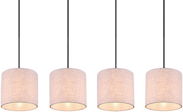 LED Pendelleuchte mit Stoffschirmen Beige & Naturholz Baldachin, Breite 100cm Bild 10