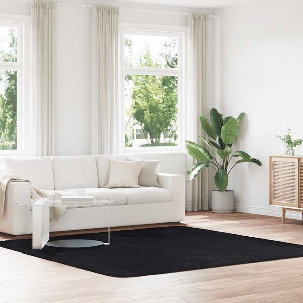 vidaXL Teppich Shaggy Hochflor NAVARRA Schwarz 240x240 cm Polyester 4102886