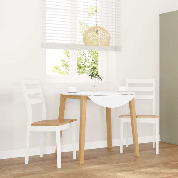 vidaXL Esszimmerstühle 2 Stk. Weiß Massivholz Gummibaum 4102520