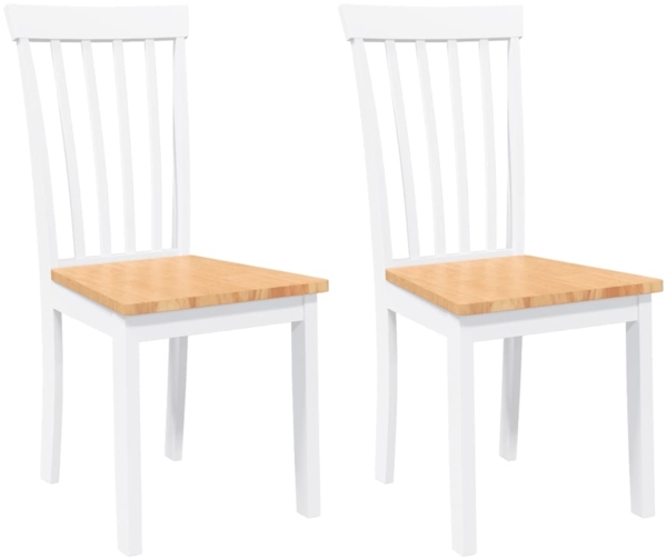 vidaXL Esszimmerstühle 2 Stk. Weiß Massivholz Gummibaum 4102392