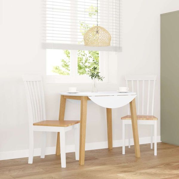 vidaXL Esszimmerstühle 2 Stk. Weiß Massivholz Gummibaum 4102392