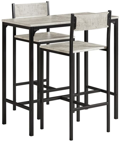 SoBuy OGT03-HG Essgruppe 2 Stühle, MDF, PVC-Beschichtung, Grau, 89 x 96 x 45 cm