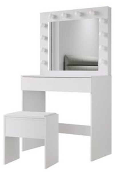SONNI Schminktisch mit LED-Beleuchtung, 80x40x140cm,mit Memory-Funktion, mit Spiegel, Hocker, Schublade,Kosmetiktisch,3 Lichtmodi Bild 6