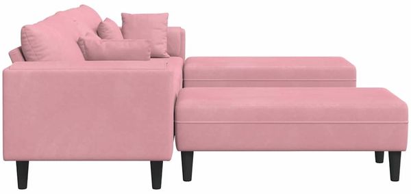 vidaXL Samt Sofa mit Kissen 3 pcs Rosa 208 cm Samt 3335175 Bild 5