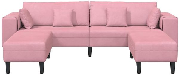 vidaXL Samt Sofa mit Kissen 3 pcs Rosa 208 cm Samt 3335175 Bild 4