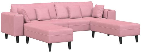 vidaXL Samt Sofa mit Kissen 3 pcs Rosa 208 cm Samt 3335175