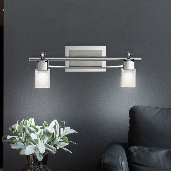 LED Wandleuchte, 2 flammig, Spots flexibel, Glas, B 40cm