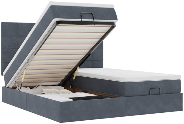 vidaXL Ottoman-Bett mit Matratzen & LEDs Dunkelgrau 200x200 cm Samt 3314628