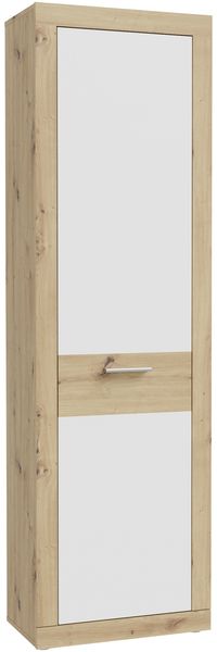 Garderobenschrank >BACCIO< 1 Tür, Stange, Weiss/ Artisan Eiche Dekor - 58,3x196,8x33,8cm (BxHxT)