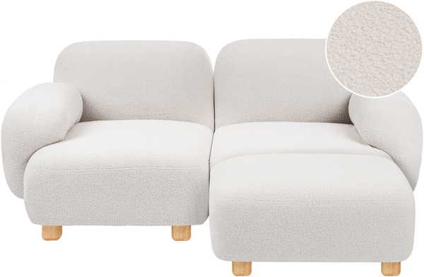 Modulsofa 2-Sitzer AMLI Bouclé Cremeweiß mit Ottomane