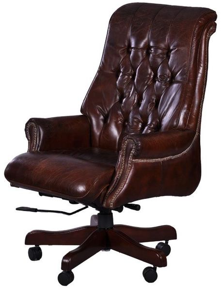 Bürosessel Belford Leder Chesterfield-Knopfmuster "Vintage-Cigar"