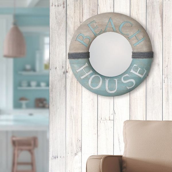 GILDE Wandspiegel Spiegel rund Beach house grau H. 45 cm (1-St)