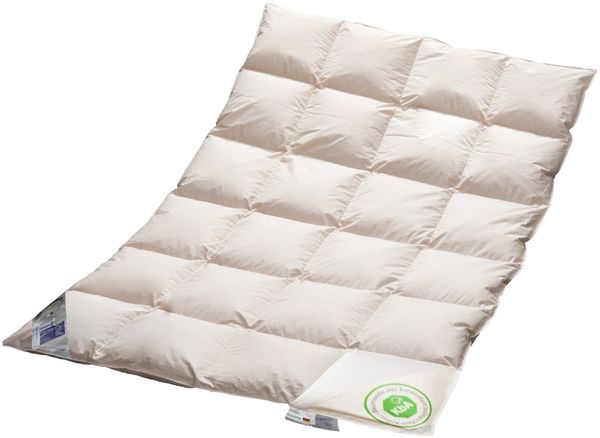Vitaschlaf Daunenbettdecke Vitaschlaf® Bio-Luxe-KBA Bettdecken für Sommer und Winter, Ganzjahr, Füllung: weiße neue DEUTSCHE GUTSHOFDAUNEN der Klasse 1, alle Wärmestufen, allergikerfreundlich, Bezug: 100% BIO-Baumwolle, Bettdecke 135x200 cm, 155x220 cm...