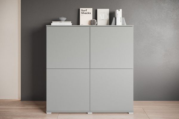 OTTO home Highboard Kenia, moderne grifflose Hochkommode mit 4 Türen, Breite 120 cm (1 St), Push-to-Open-Fronten, höhenverstellbaren Einlegeböden