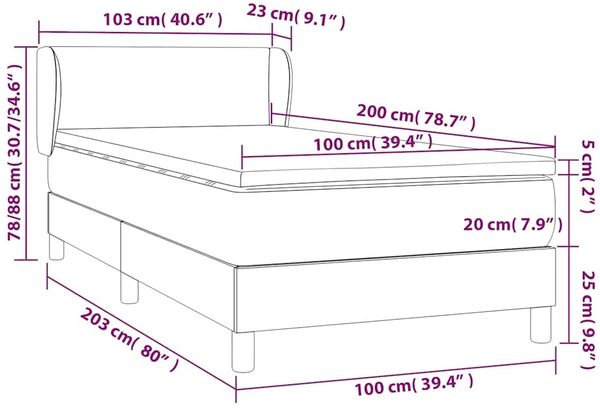 Einzelbett, Polsterbett mit Matratze Samt Dunkelgrün 100x200 cm Bild 8